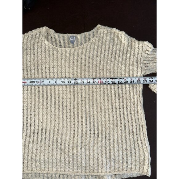 JCP Ivory Open-Knit Round Neck Long Sleeve Women's Sweater Size L - Picture 6 of 8